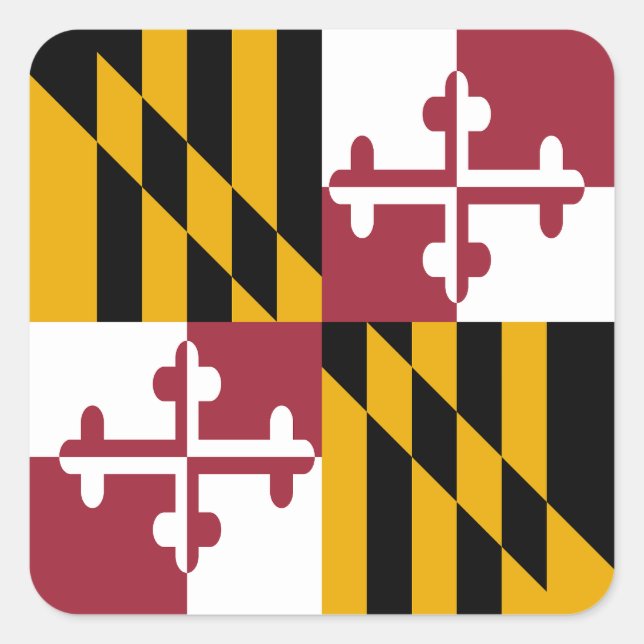 Pegatina Cuadrada Bandera del Estado de Maryland (Anverso)