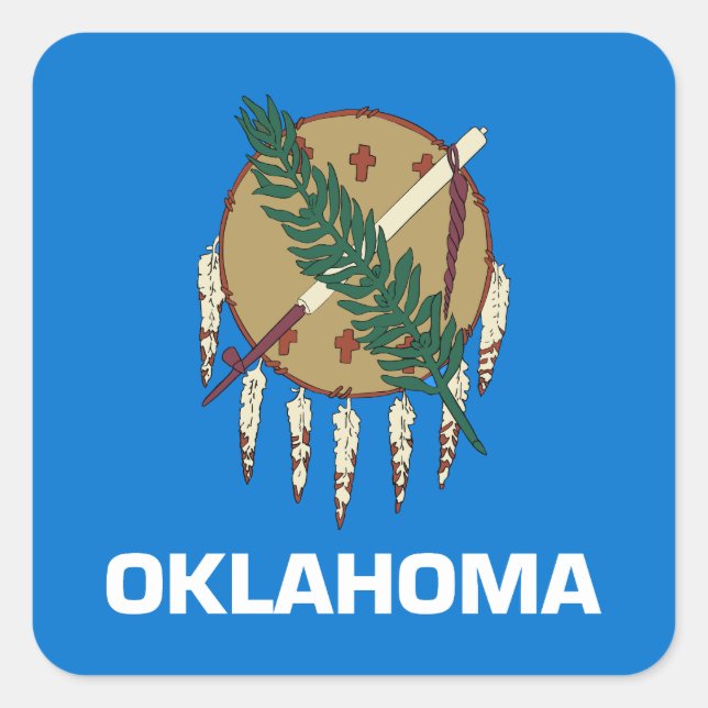 Pegatina Cuadrada Bandera del estado de Oklahoma (Anverso)
