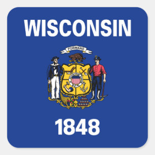 Pegatina Cuadrada Bandera del estado de Wisconsin