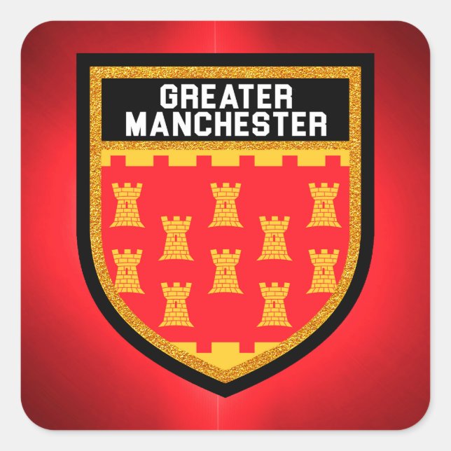 Pegatina Cuadrada Bandera del Gran Manchester (Anverso)