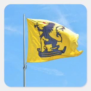 Pegatina Cuadrada Bandera del municipio de Nieuwpoort, Bélgica
