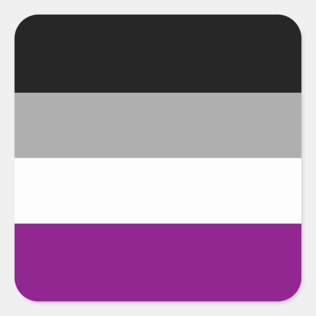 Pegatina Cuadrada Bandera del Orgullo Asexual (Anverso)
