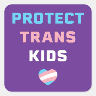 Pegatina Cuadrada Bandera del Orgullo de Niños Transgénero Corazón L