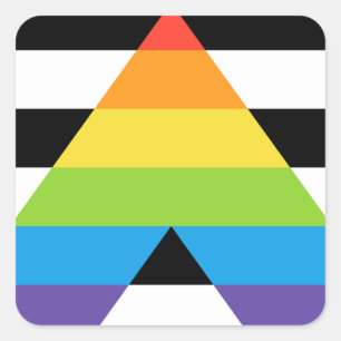 Pegatina Cuadrada Bandera del Orgullo del Aliado Directo LGBTQ