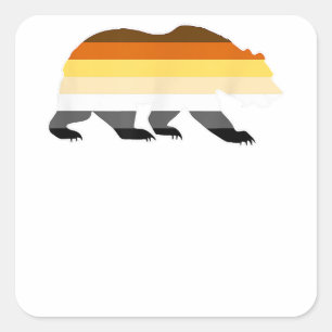 Pegatina Cuadrada Bandera del Orgullo del logotipo del oso gay