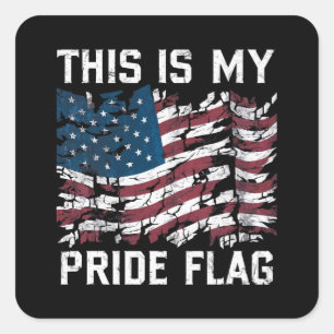 Pegatina Cuadrada Bandera del Orgullo Estadounidense Patriota USA