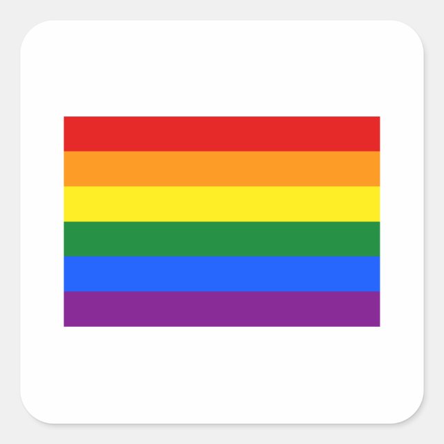 Pegatina Cuadrada Bandera del orgullo gay (Anverso)