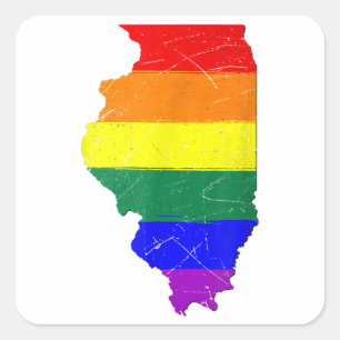 Pegatina Cuadrada Bandera del Orgullo Gay de Illinois
