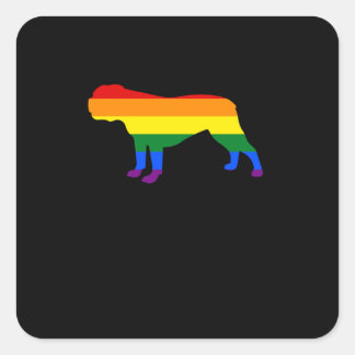 Pegatina Cuadrada Bandera del orgullo gay en el Bulldog de perros ga