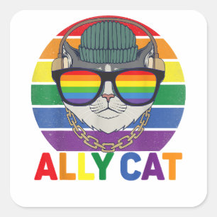 Pegatina Cuadrada Bandera del orgullo gay gay gay de Ally Cat LG