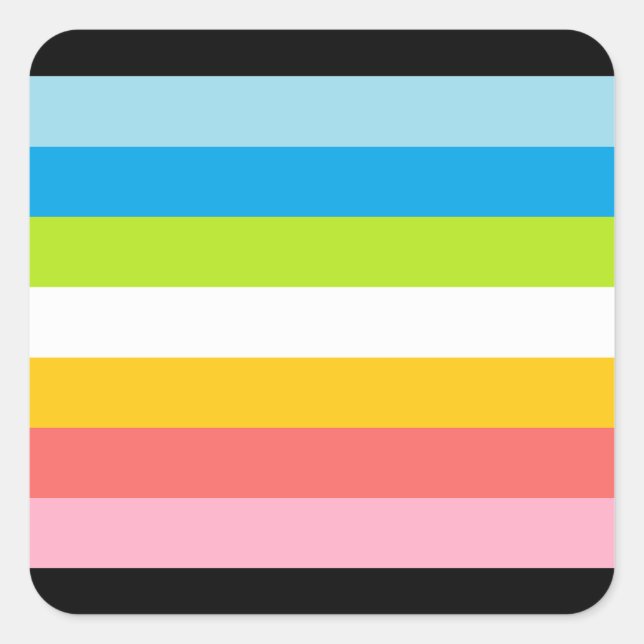 Pegatina Cuadrada Bandera del Orgullo Gay LGBTQ (Anverso)