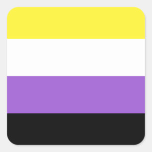 Pegatina Cuadrada Bandera del Orgullo no binario