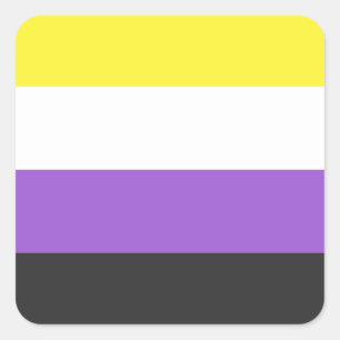 Pegatina Cuadrada Bandera del Orgullo no binario LGBTQ