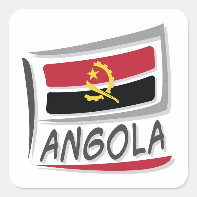 Pegatina Cuadrada Bandera del Orgullo X de Angola (Anverso)