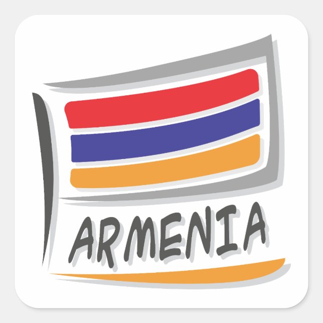 Pegatina Cuadrada Bandera del Orgullo X de Armenia (Anverso)
