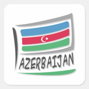 Pegatina Cuadrada Bandera del Orgullo X de Azerbaiyán