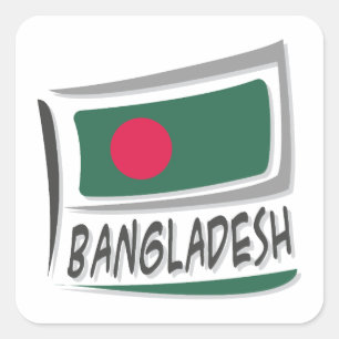 Pegatina Cuadrada Bandera del Orgullo X de Bangladesh