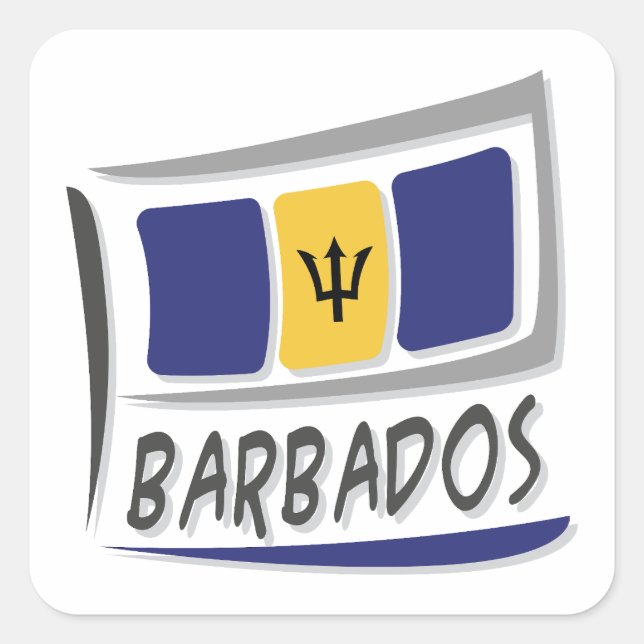 Pegatina Cuadrada Bandera del Orgullo X de Barbados (Anverso)