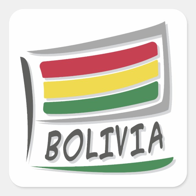 Pegatina Cuadrada Bandera del Orgullo X de Bolivia (Anverso)