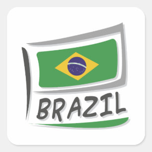 Pegatina Cuadrada Bandera del Orgullo X de Brasil