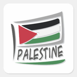 Pegatina Cuadrada Bandera del orgullo X de Palestina
