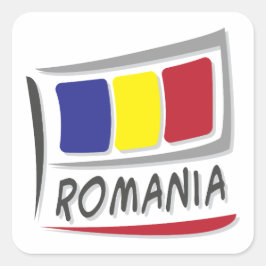 Pegatina Cuadrada Bandera del Orgullo X de Rumania