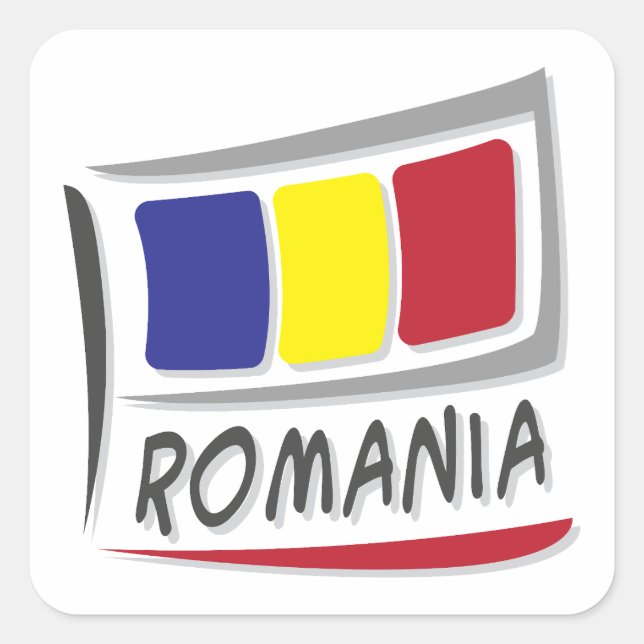 Pegatina Cuadrada Bandera del Orgullo X de Rumania (Anverso)