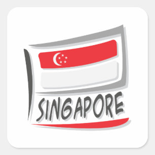 Pegatina Cuadrada Bandera del Orgullo X de Singapur
