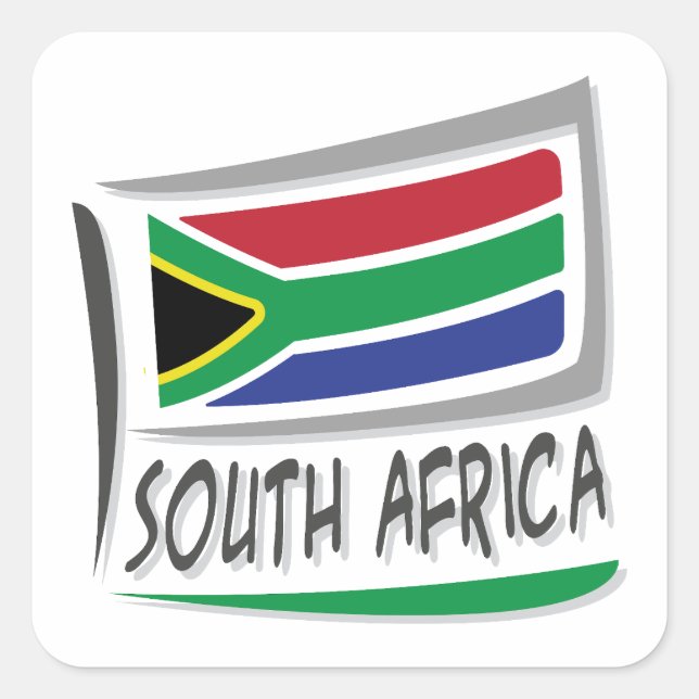 Pegatina Cuadrada Bandera del Orgullo X de Sudáfrica (Anverso)