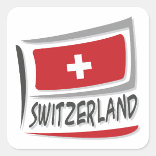 Pegatina Cuadrada Bandera del Orgullo X de Suiza