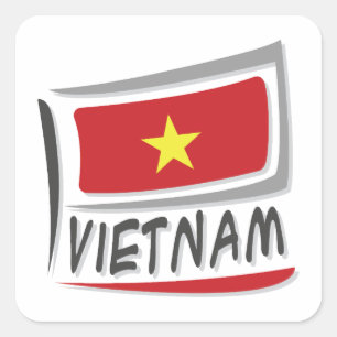 Pegatina Cuadrada Bandera del Orgullo X de Vietnam