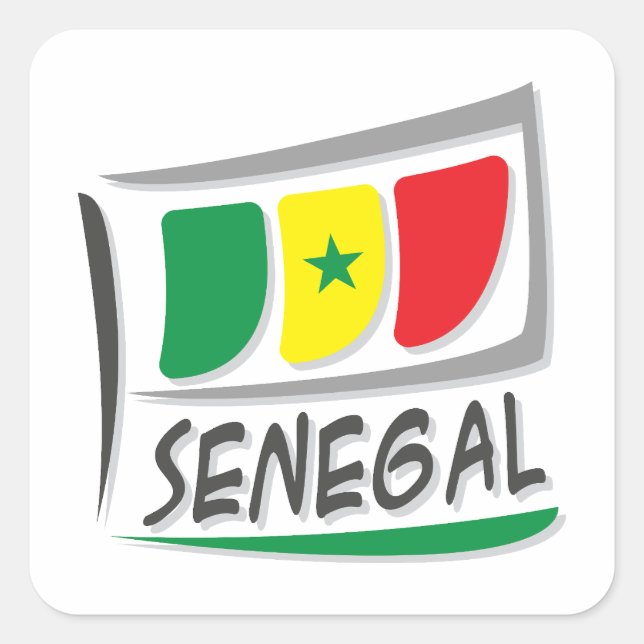 Pegatina Cuadrada Bandera del Orgullo X del Senegal (Anverso)