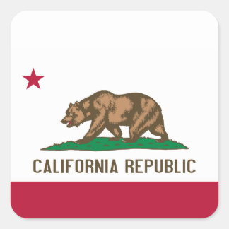 Pegatina Cuadrada Bandera del oso de la República Cali de California
