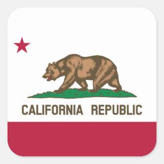 Pegatina Cuadrada Bandera del Oso de la República de California: Cal