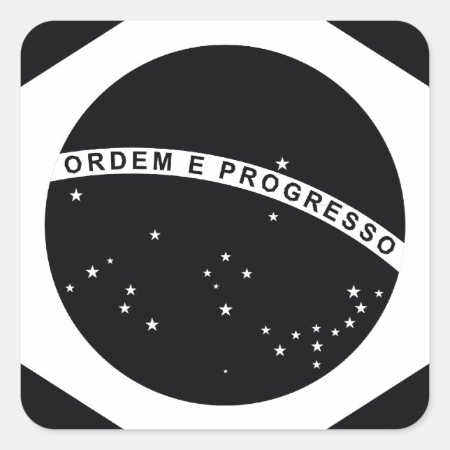 Pegatina Cuadrada Bandera del país de Brasil negro (Anverso)