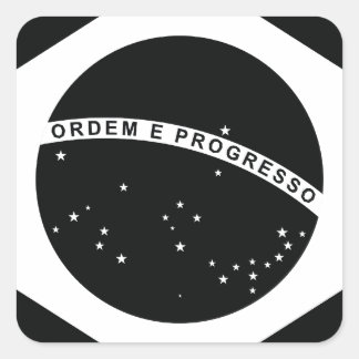 Pegatina Cuadrada Bandera del país de Brasil negro