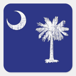 Pegatina Cuadrada Bandera del Palmetto de Carolina del Sur