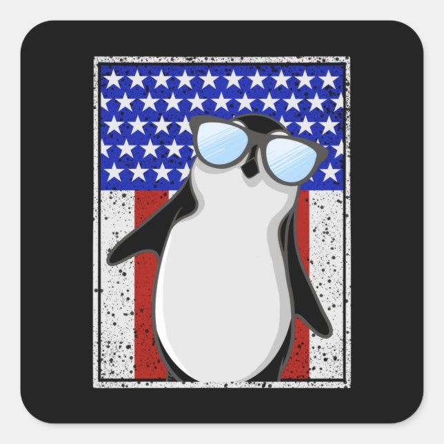 Pegatina Cuadrada Bandera del Pingüino de Estados Unidos (Anverso)