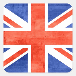 Pegatina Cuadrada Bandera del Reino Unido Grunge