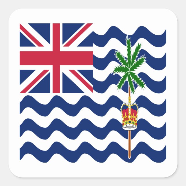 Pegatina Cuadrada Bandera del Territorio Británico del Océano Índico (Anverso)