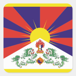 Pegatina Cuadrada Bandera del Tíbet