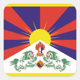 Pegatina Cuadrada Bandera del Tíbet Libre