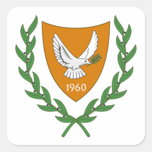 Pegatina Cuadrada bandera emblema símbolo escudo de armas país chipr