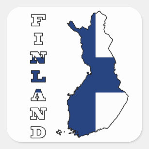 Pegatina Cuadrada Bandera en el mapa de Finlandia