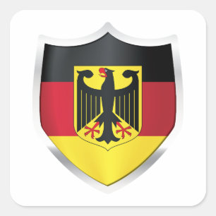 Pegatina Cuadrada Bandera Escudo de plata de Alemania