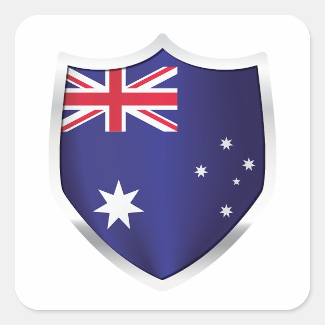 Pegatina Cuadrada Bandera Escudo de plata de Australia (Anverso)