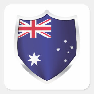 Pegatina Cuadrada Bandera Escudo de plata de Australia