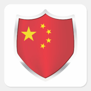 Pegatina Cuadrada Bandera Escudo de plata de China