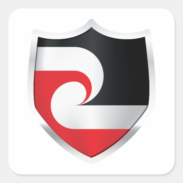 Pegatina Cuadrada Bandera Escudo de plata maorí (Anverso)