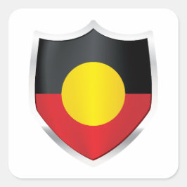 Pegatina Cuadrada Bandera Escudo plateado aborigen perfecta para ust